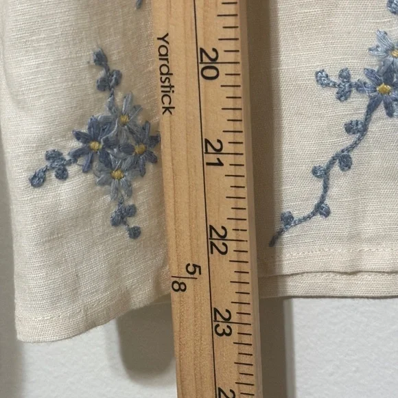 Sezane Floral Linen Embroidered Top Size EU 34 US 2 Ambre Shirt cotton Blue - Picture 10 of 11